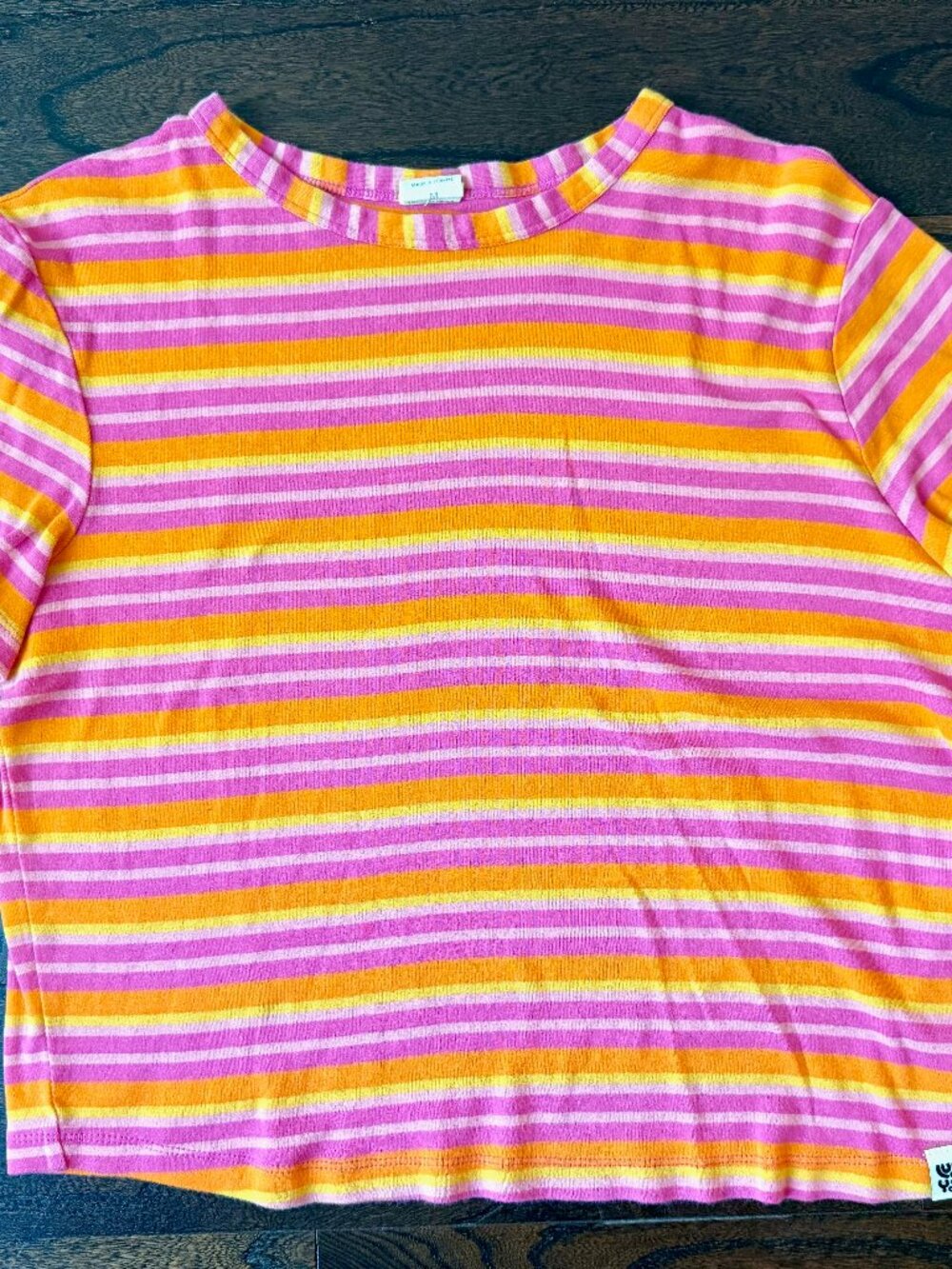 LUCY & YAK Maya Top Orange and Pink Stripe - Size M